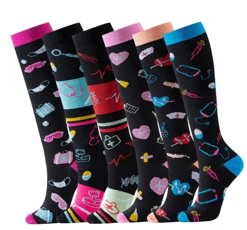 ROYALUCK 6 Pairs Nurse Compression Socks - Support Knee High Socks for Nurses,Athletic,Flying