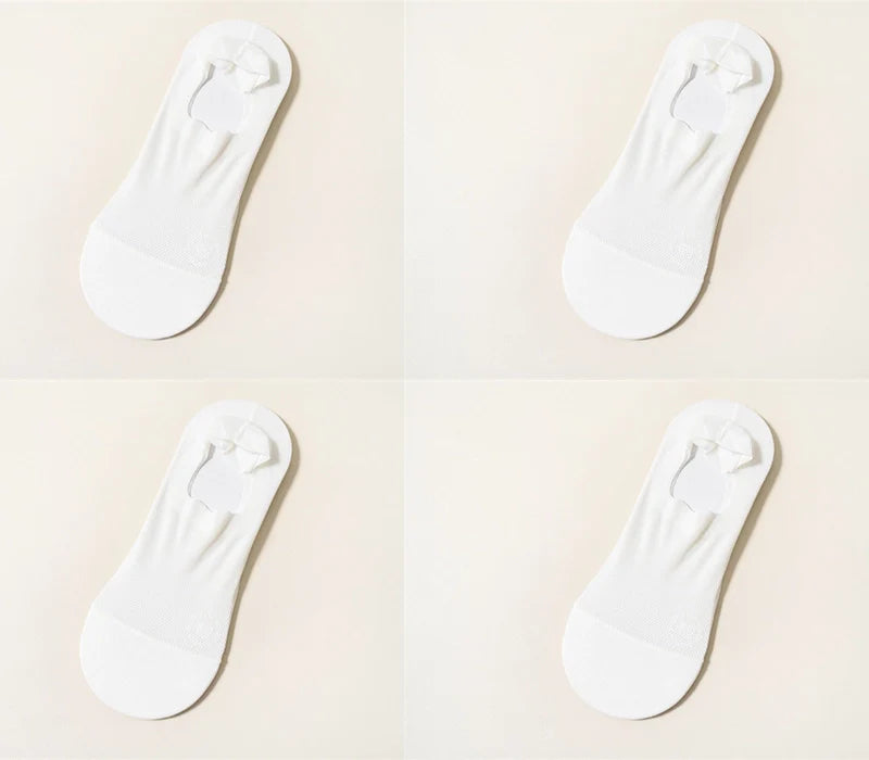 ROYALUCK Man Sock No Show Sock 4-Pack Boat Ice Silk Non Slip Ankle Sock