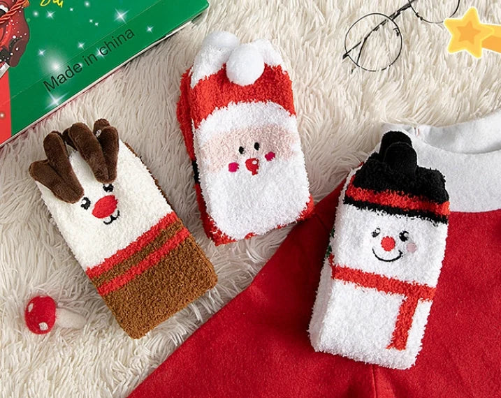 ROYALUCK 3 Pairs Christmas Socks Winter Warm Fuzzy Socks Slipper Socks