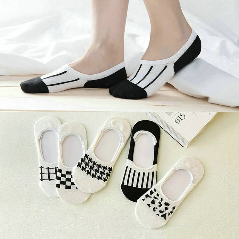 ROYALUCK 5-Pack Men's No Show Socks Silicone Non-Slip Summer Boat Socks