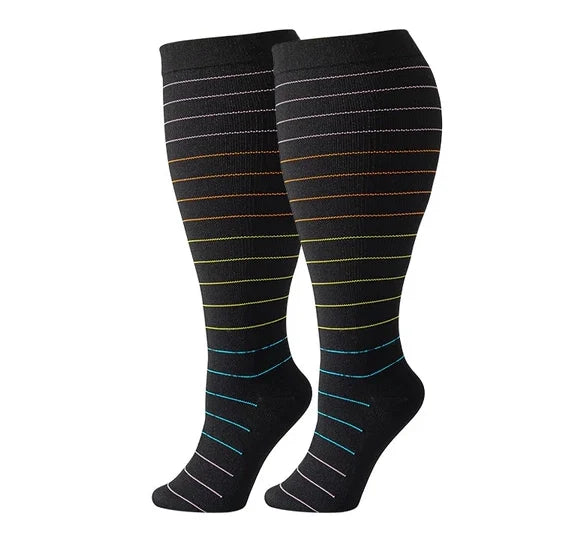 ROYALUCK 4 Pairs Plus Size Knee High Compression Socks for Women and Men