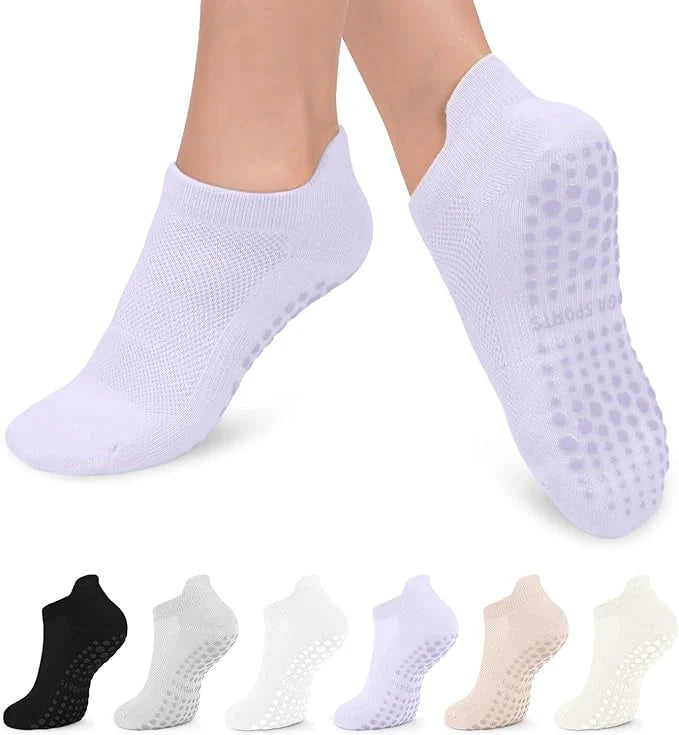 ROYALUCK 6 Pairs Grip Pilates Socks for Women, Non-slip Yoga Athletic Socks