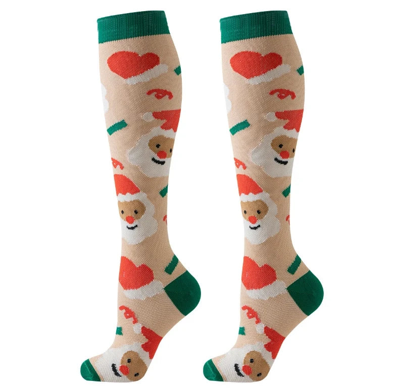 ROYALUCK 6 Pairs Christmas Compression Socks Snowman Reindeer Pattern Compression Socks