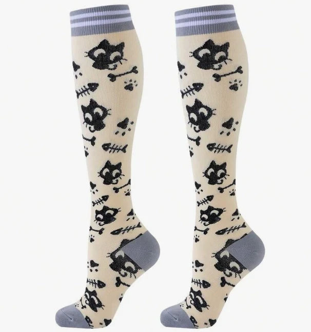 ROYALUCK 5 Pairs Compression Socks With Cat Pattern