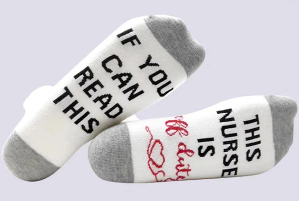ROYALUCK IF YOU CAN READ THIS/ THIS NURSE TEACHER IS OFF DUTY Unisex Winter Mid-tube Cotton Socks