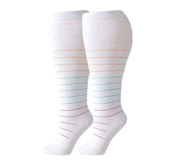 ROYALUCK 4 Pairs Plus Size Knee High Compression Socks for Women and Men