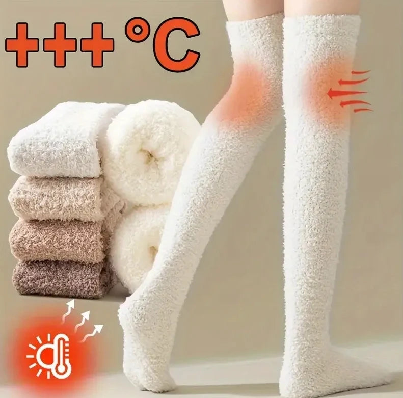 Winter Women's Plush Thick Coral Fleece Socks Thigh High Over The Knee Long Socks