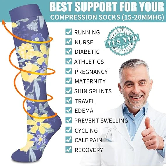 ROYALUCK 6 pairs Graduated Compression Socks for Running, Athletic Sports