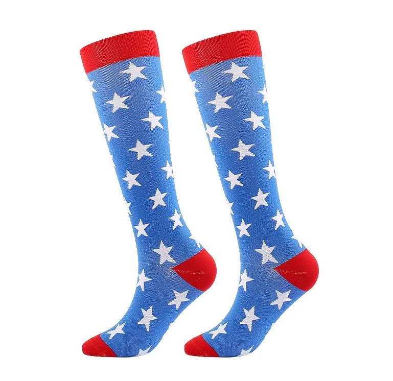 ROYALUCK 6 Pairs American Flag Socks Compression Socks for Women & Men