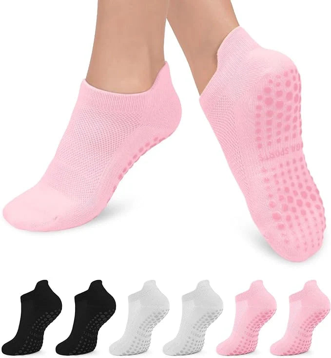 ROYALUCK 6 Pairs Grip Pilates Socks for Women, Non-slip Yoga Athletic Socks