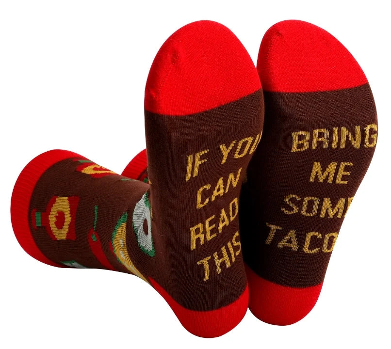 ROYALUCK Funny Christmas Gift IF YOU CAN READ THIS Bring Me Some Pizza Cotton Crew Socks