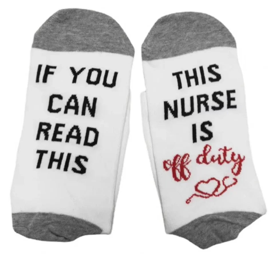 ROYALUCK IF YOU CAN READ THIS/ THIS NURSE TEACHER IS OFF DUTY Unisex Winter Mid-tube Cotton Socks