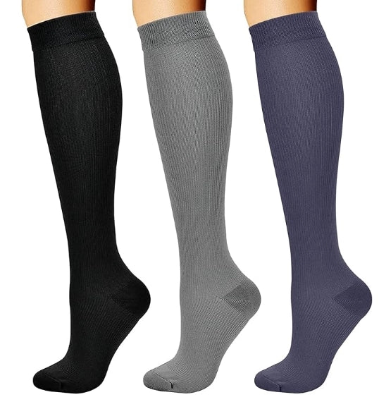 ROYALUCK 3 Pairs Compression Socks for Women & Men Circulation 15-20 mmHg