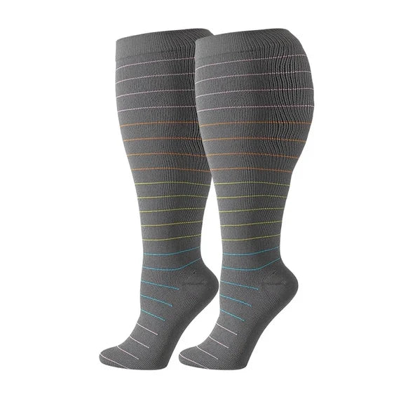 ROYALUCK 4 Pairs Plus Size Knee High Compression Socks for Women and Men