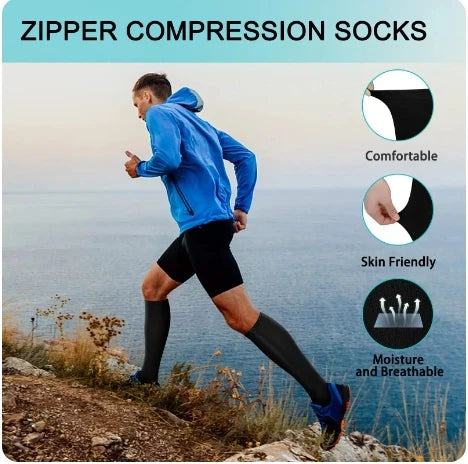 ROYALUCK Sports Compression Socks New Style Covered Toe Compression Socks Zipper