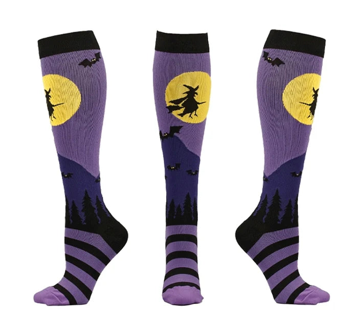 ROYALUCK 6 Pairs Halloween Cute and Fun Running Compression Socks for Men and Women