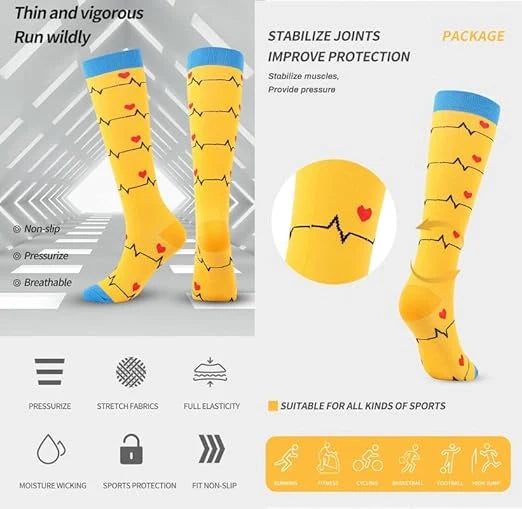 ROYALUCK 5 Pairs Unisex Medical Symbol Compression Socks