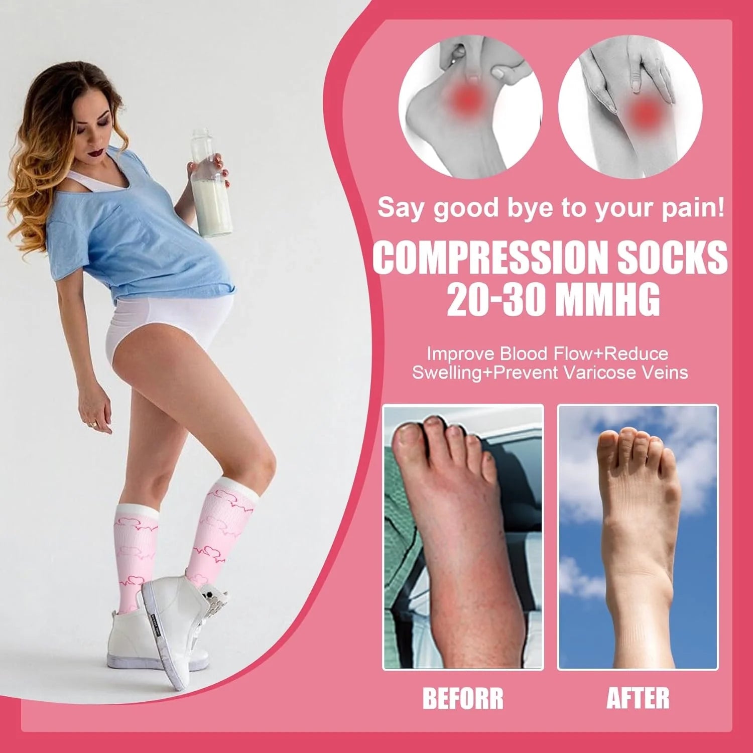 ROYALUCK 4 Pairs Compression Socks  - Best Support for Medical, Circulation, Nurses, Running, Travel
