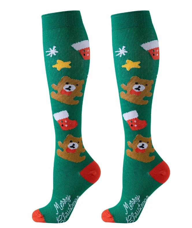ROYALUCK 6 Pairs Christmas Compression Socks Snowman Reindeer Pattern Compression Socks