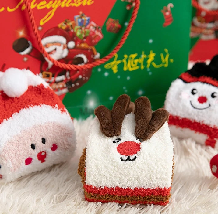 ROYALUCK 3 Pairs Christmas Socks Winter Warm Fuzzy Socks Slipper Socks