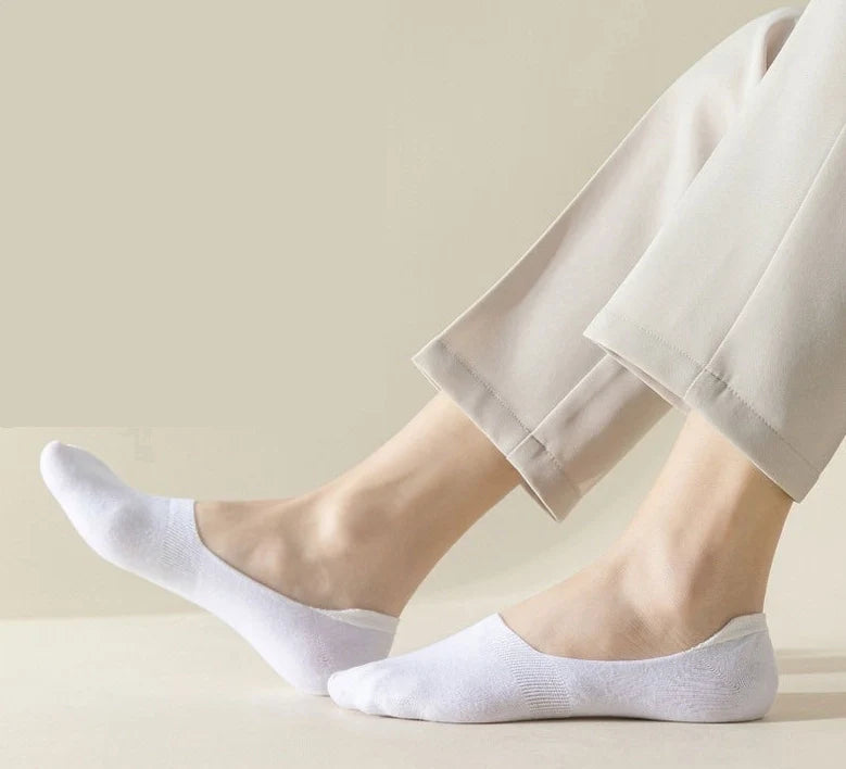 ROYALUCK 4 Pair Men's Cotton Silicone Non-Slip No Show Dress Socks