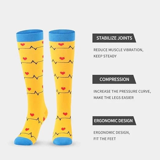 ROYALUCK 5 Pairs Unisex Medical Symbol Compression Socks