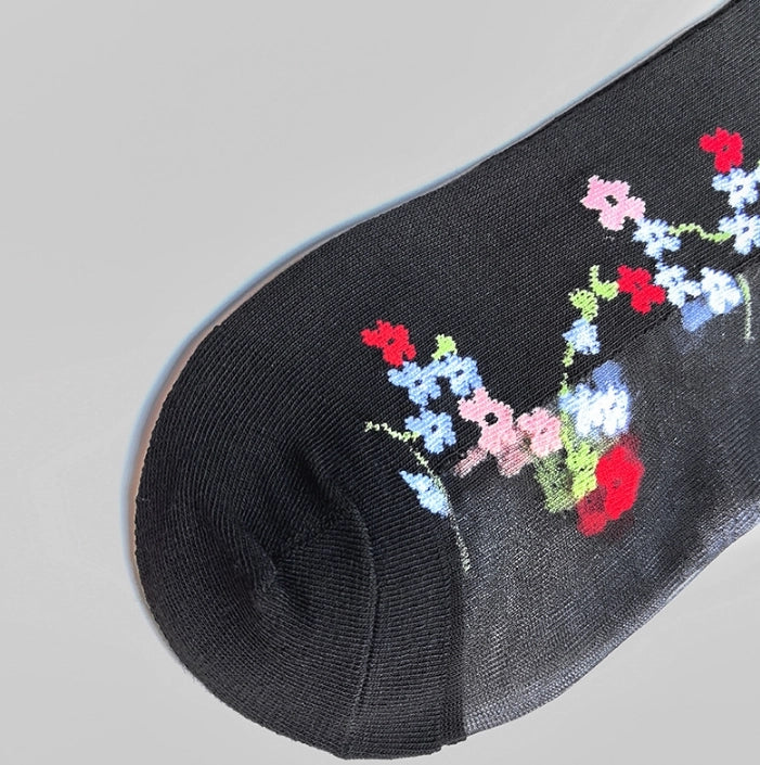 ROYALUCK 5 Pairs Embroidered Breathable Floral Mesh Casual Women’s Ankle Socks