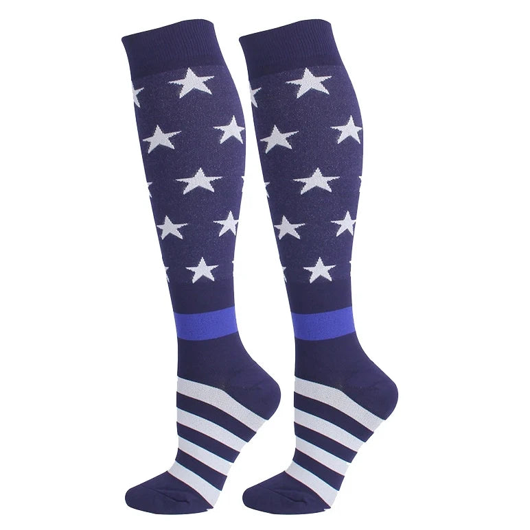 ROYALUCK 6 Pairs American Flag Socks Compression Socks for Women & Men