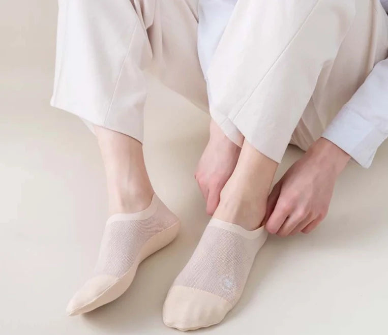 ROYALUCK Man Sock No Show Sock 4-Pack Boat Ice Silk Non Slip Ankle Sock