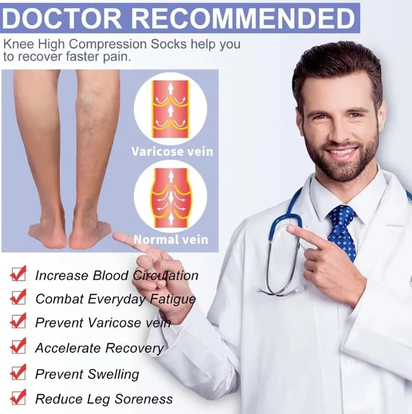 ROYALUCK 4 Pairs Plus Size Knee High Compression Socks for Women and Men