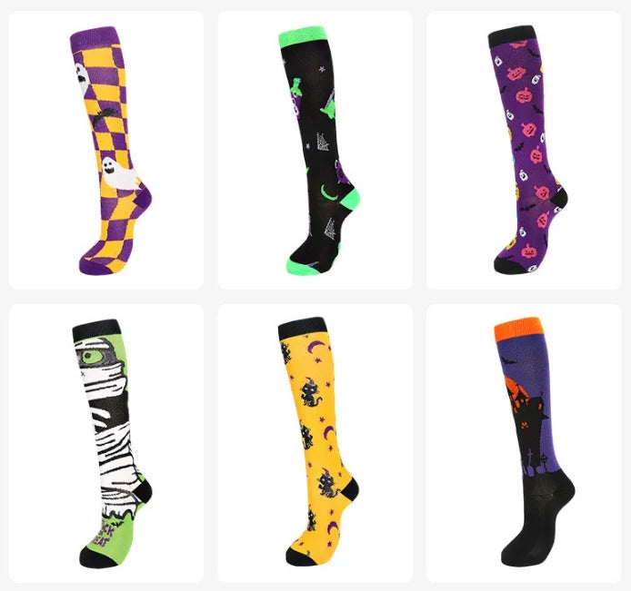ROYALUCK 6 Pairs Halloween Colorful Compression Socks for Men & Women Circulation