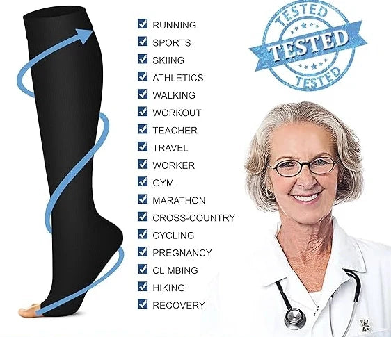 ROYALUCK Open Toe Compression Stockings for Men Women 15-21mmHg