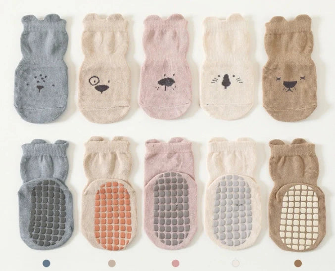 ROYALUCK 5 Pairs Cute Baby Non-slip Floor Socks With Grips Anti-Slip Crew For Infants Toddlers