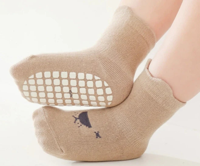 ROYALUCK 5 Pairs Cute Baby Non-slip Floor Socks With Grips Anti-Slip Crew For Infants Toddlers