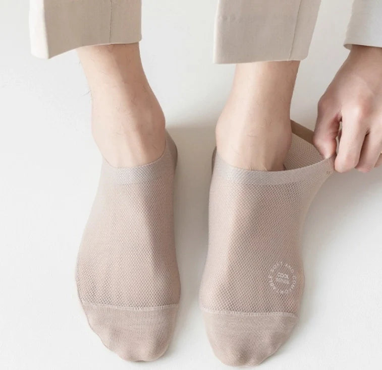 ROYALUCK Man Sock No Show Sock 4-Pack Boat Ice Silk Non Slip Ankle Sock