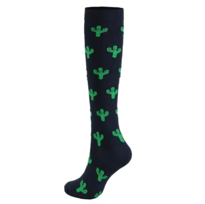ROYALUCK 5 Pairs Cactus Compression Socks for Men&Women Knee High Stockings for Running Nurses Work Support