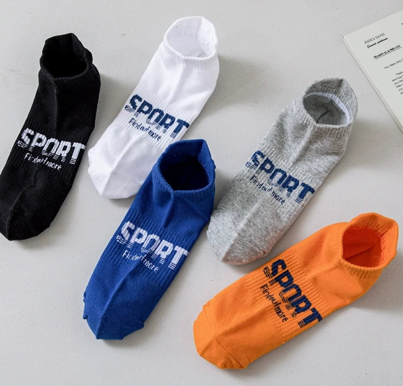 ROYALUCK 5 Pairs Mens Ankle Athletic Low Cut Sports Socks Cushioned Running Cotton Socks