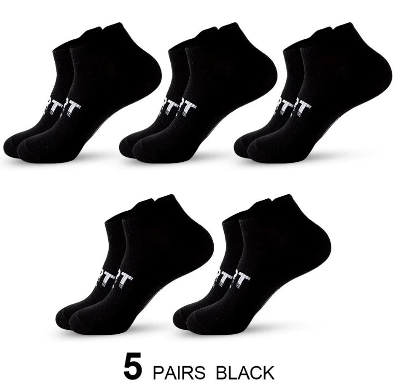 ROYALUCK 5 Pairs Mens Ankle Athletic Low Cut Sports Socks Cushioned Running Cotton Socks