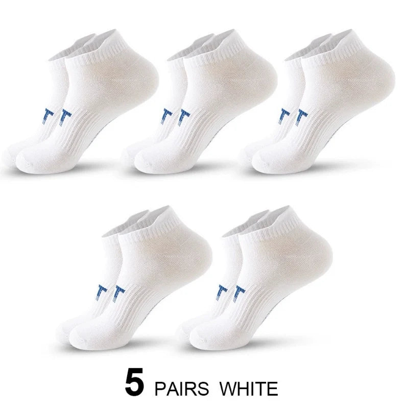 ROYALUCK 5 Pairs Mens Ankle Athletic Low Cut Sports Socks Cushioned Running Cotton Socks