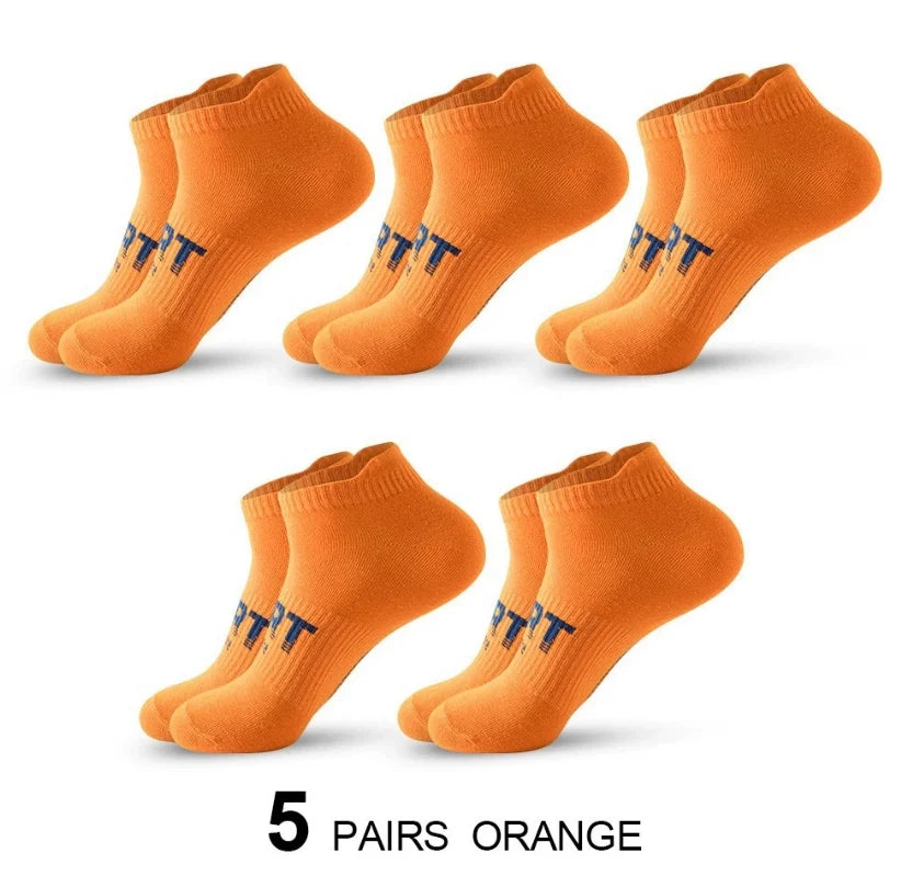 ROYALUCK 5 Pairs Mens Ankle Athletic Low Cut Sports Socks Cushioned Running Cotton Socks