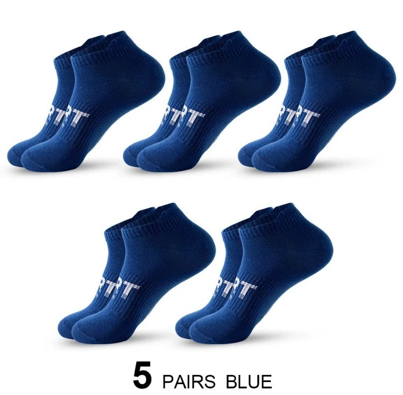 ROYALUCK 5 Pairs Mens Ankle Athletic Low Cut Sports Socks Cushioned Running Cotton Socks
