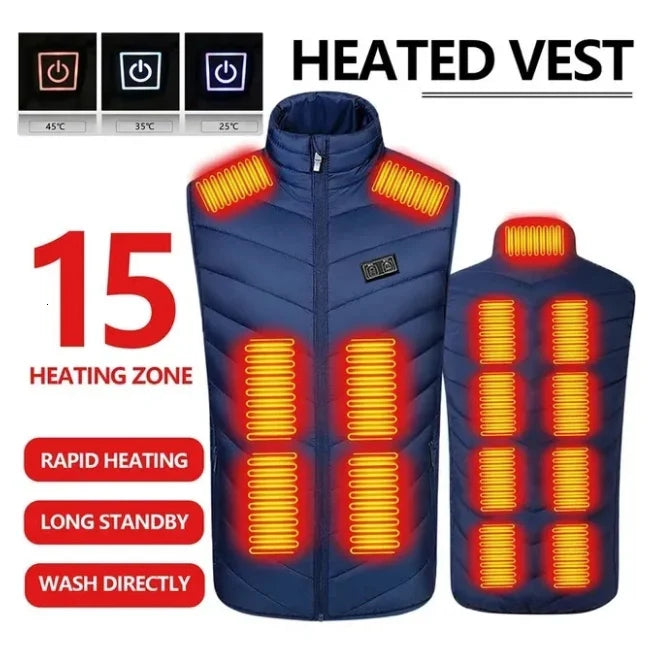15 Area Heated Vest Unisex USB Heated Vest