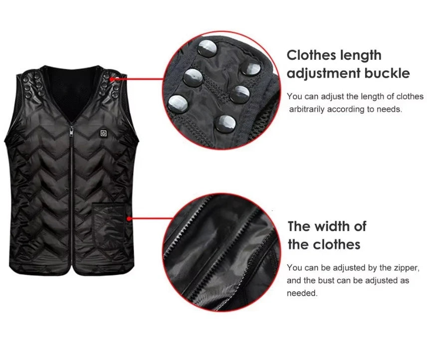 USB Electric Heating Vest With 7-Zone Heating & Dual-Control Heated Jacket