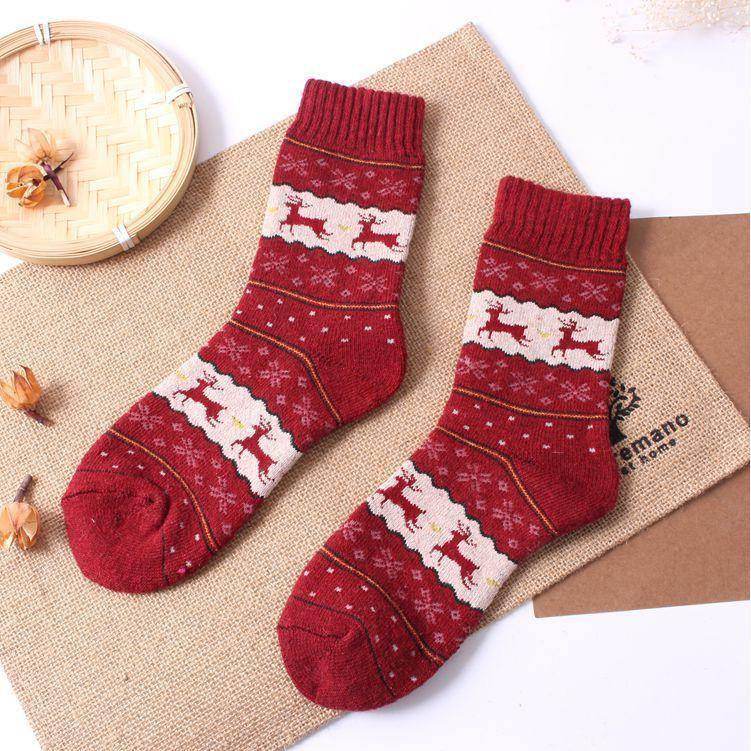 VINTAGE REINDEER ULTRA WARM WOOL BLEND SOCKS
